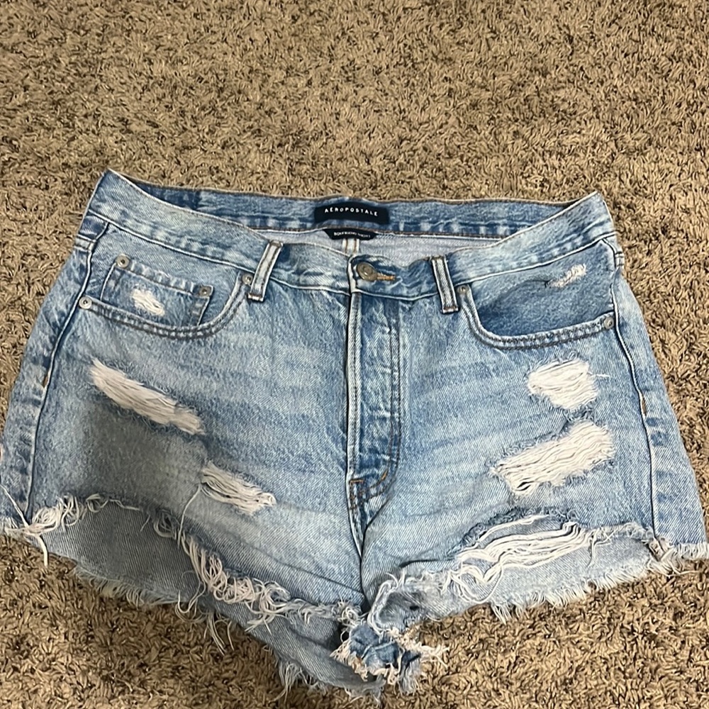 button up boyfreind jean shorts
